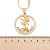 304 Stainless Steel Crystal Rhinestone Ring with Mermaid Pendant Necklaces for Women NJEW-P327-02G-5