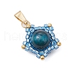 Natural Tiger Eye(Dyed & Heated) & Handmade Glass Seed Beaded Star Pendants PALLOY-MZ00490-01-3