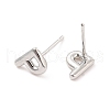 Brass Hollow Out Initial Letter Stud Earrings for Women EJEW-A044-01P-P-2