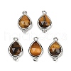 Natural Tiger Eye Faceted Connector Charms G-L514-048G-04-1