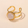 304 Stainless Steel & Natural White Jade Cuff Rings FS-WGDE3F0-22-1