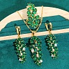 Leaf Brass Cubic Zirconia Pendant Necklaces & Hoop Earrings & Rings Sets FS-WGD46EA-07-1