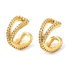 Brass Micro Pave Clear Cubic Zirconia Cuff Earrings EJEW-K309-13G-4