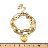 304 Stainless Steel Heart Charm Bracelets BJEW-F499-01G-3