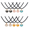 30Pcs 5 Color Zinc Alloy Enamel Shell Shape Pendant Necklaces Set with ABS Plastic Imitation Pearl Beaded NJEW-AB00020-8