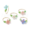 Plastic and Acrylic Copper Wire Wrapped Finger Rings for Women RJEW-JR00879-2