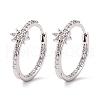 Flower Cubic Zirconia Small Huggie Hoop Earring for Her EJEW-C002-15P-RS-2
