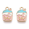 Light Gold Plated Alloy Enamel Pendants ENAM-T009-75C-RS-2