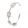 Rack Plating Brass Cubic Zirconia Rectangle Beaded Open Cuff Bangle EJEW-K245-53P-1