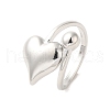 Heart & Round Brass Cuff Rings for Women RJEW-G311-03B-P-1