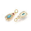 Synthetic Turquoise Rectangle with Flower Pendants KK-N258-16G-2