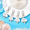 4Pcs 4 Styles Angel Alloy & Natural Shell Pendant Decorations HJEW-JM02016-2