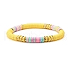 Synthetic Hematite & Polymer Clay Heishi Beads Stretch Bracelets Set BJEW-JB07381-8