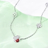 304 Stainless Steel FireBrick Enamel Ladybug Clover Link Chain Necklaces NJEW-R026-11P-3