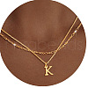 Alloy Initial Pendant Double Layer Necklaces for Women Men WG365C5-11-1