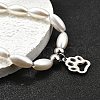 304 Stainless Steel Paw Print Charm Bracelets for Women BJEW-C098-12P-3