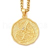 Brass Clear Cubic Zirconia Curb Chain Constellation Pendant Medal Necklaces for Women NJEW-U010-01G-09-1