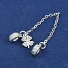 Brass Pave Clear Cubic Zirconia European Safety Chains with Charms KK-L236-16A-S-2