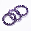 Natural Amethyst Stretch Beaded Bracelets G-R465-58B-1