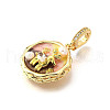 Brass Micro Pave Cubic Zirconia & Enamel Pendants KK-R222-12G-01-2