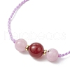 Round Natural Quartz & Carnelian Beaded Necklace & Bracelet & Dangle Earring Sets SJEW-JS01335-7