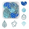 24Pcs 6 Style Blue Series Spray Painted Alloy Pendants FIND-LS0001-62-1