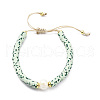 Mother's Day Jewellery Adjustable Natural Pearl & Polymer Clay Disc Braided Beaded Bracelet for Women BJEW-O187-06-1