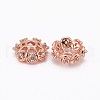 CZ Brass Micro Pave Cubic Zirconia Flower Bead Caps ZIRC-L003-8mm-01-3