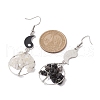 Natural Moonstone and Natural Obsidian Dangle Earrings EJEW-JE05743-3