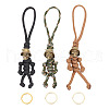 HOBBIESAY 3Pcs 3 Colors Polypropylene Braided Corn Knot Keychain KEYC-HY0001-26-1