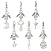 6Pcs 6 Styles Alloy Beaded & Polymer Clay Pave Rhinestone Beaded & Glass Beaded Pendant Decoration HJEW-JM03069-2