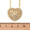 Brass Pave Clear Cubic Zirconia Heart Pendant Necklaces for Women NJEW-K381-07B-G-5
