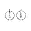 Anti-Tarnish Ring Rhodium Plated 925 Sterling Silver Stud Earrings PB1316-2-1