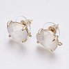 Faceted Glass Stud Earring Findings GLAA-F084-A07-1