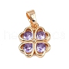Brass Pave Cubic Zirconia Pendants KK-E795-20KCG-01-2