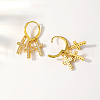 Elegant Brass Clear Cubic Zirconia Cross Hoop Earrings PE6845-2