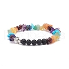 Natural & Synthetic Mixed Stone Chips & Lava Rock & Alloy Cross Stretch Bracelets BJEW-JB08570-1