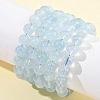 Natural Aquamarine Round Bead Stretch Bracelets for Men Women BJEW-U034-01A-01-1