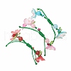 3Pcs Floral Acrylic Beads Braided Bead Bracelets for Women BJEW-MZ00184-5