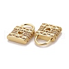 Brass Micro Pave Clear Cubic Zirconia Charms KK-Z024-04G-3