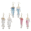3Pairs Glass & Natural Shell & Non-magnetic Synthetic Hematite Dangle Earrings EJEW-MZ00383-2