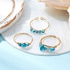 3Pcs Natural Mixed Stone Bead Finger Ring RJEW-JR00855-5
