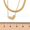 201 Stainless Steel Love Heart Pendant Double Layer Necklaces for Women NJEW-D307-03G-3