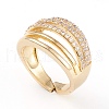 Adjustable Brass Micro Pave Clear Cubic Zirconia Cuff Rings RJEW-L098-004G-2