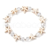 Summer Beach  Starfish Dyed Synthetic Turquoise & Faceted Glass Beaded Stretch Bracelets for Women Men BJEW-JB10454-01-1