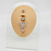 304 Stainless Steel Crystal Rhinestone Dangle Belly Rings WGC038A-03-1