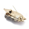 Horse's Head Alloy Rhinestone Brooches JEWB-E041-18AB-01-3