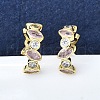 Brass Micro Pave Cubic Zirconia C-Shape Stud Earrings for Women EJEW-F363-01G-1