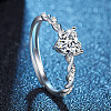 Heart Adjustable Brass with Crystal Rhinestone Finger Rings for Women FS-WG8858D-01-3