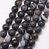 Natural Striped Agate/Banded Agate Bead Strands G-K166-12-6mm-03-1